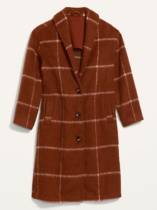 Image number 4 showing, Relaxed Plaid Soft-Brushed Overcoat for Women