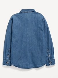 View large product image 3 of 3. Long-Sleeve Button-Down Jean Utility Pocket Shirt for Boys