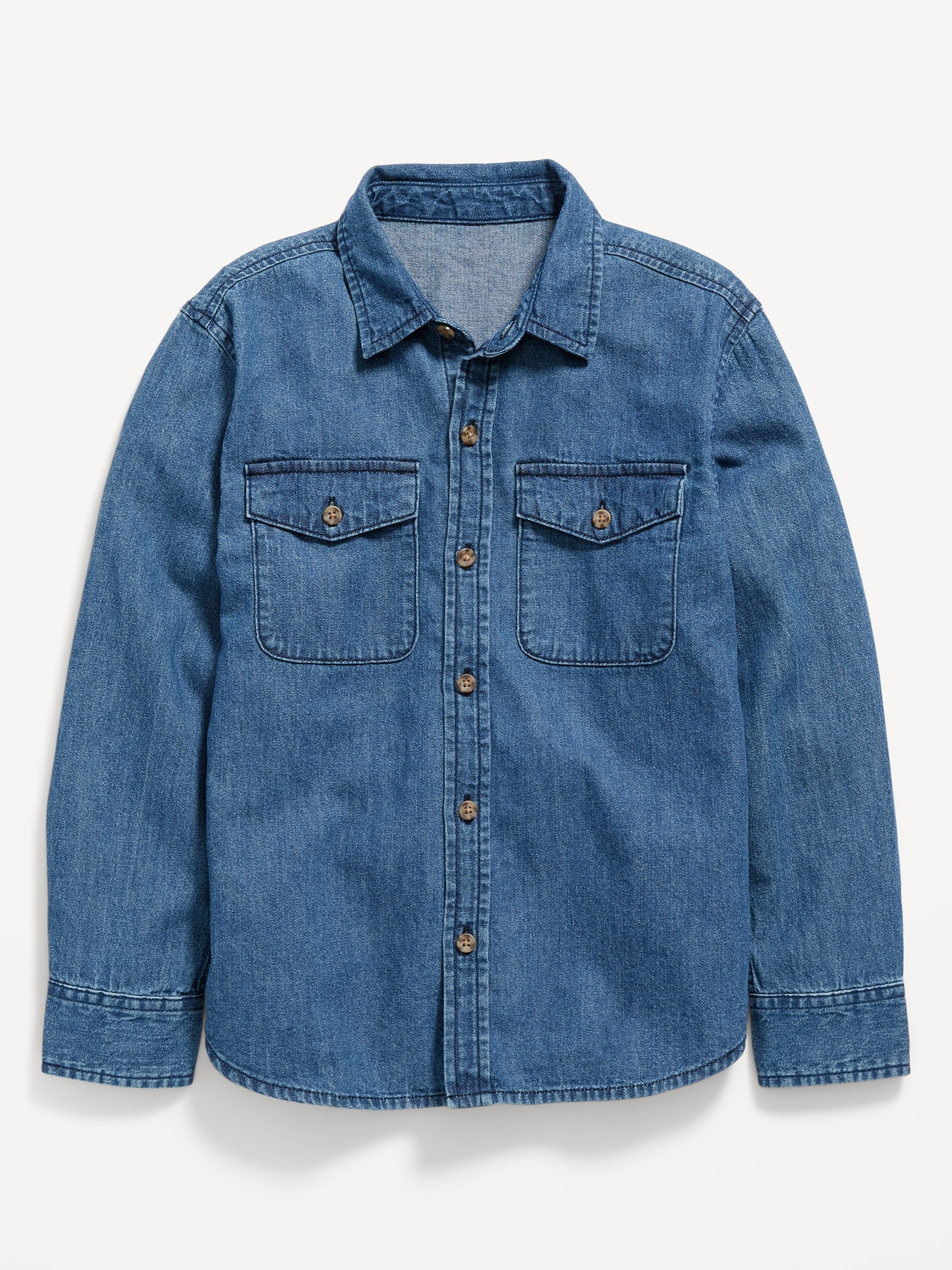 Long-Sleeve Button-Down Jean Utility Pocket Shirt for Boys | Old Navy