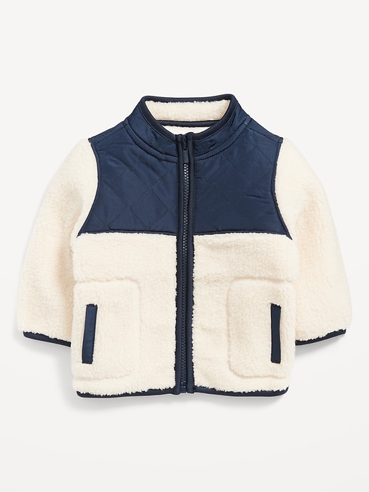 Unisex Color-Blocked Sherpa Jacket for Baby