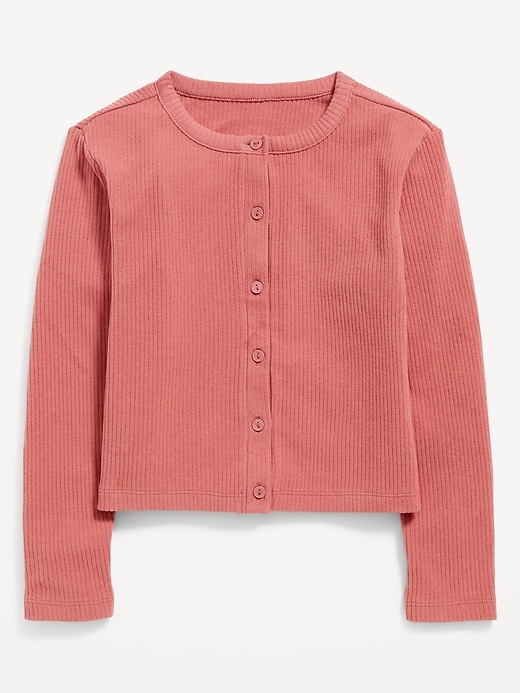 Cozy Cropped Rib-Knit Button-Front Cardigan Sweater for Girls