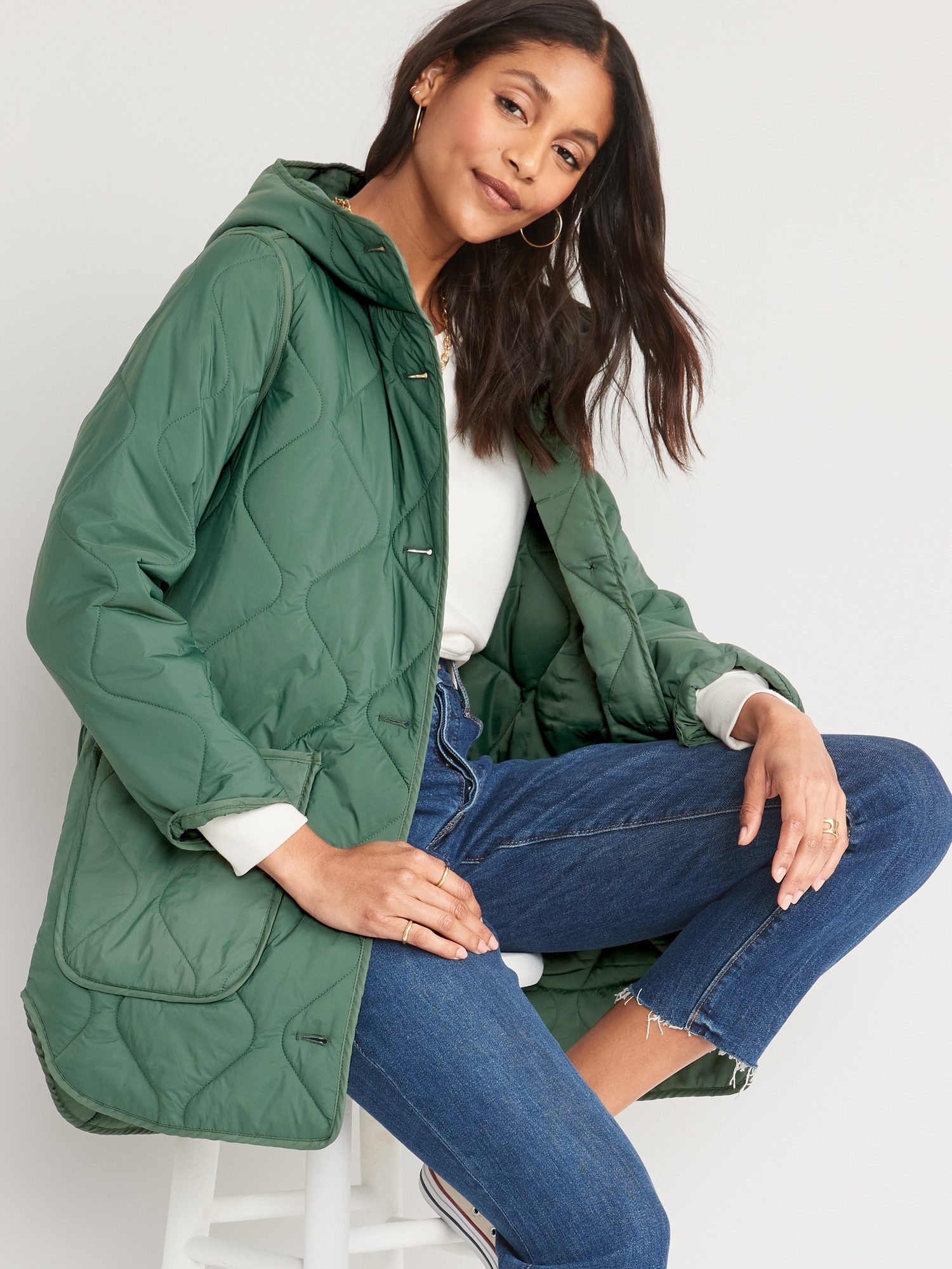 Hooded Quilted Utility Coat for Women | Old Navy