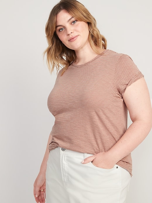 Image number 7 showing, Short-Sleeve EveryWear Striped Slub-Knit T-Shirt for Women