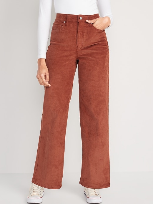Image number 1 showing, Extra High-Waisted Sky-Hi Wide-Leg Corduroy Pants