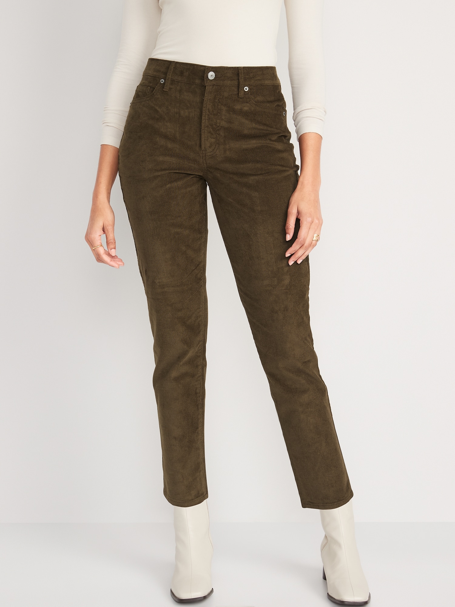 Old Navy High-Waisted OG Straight Corduroy Ankle Pants for Women green. 1