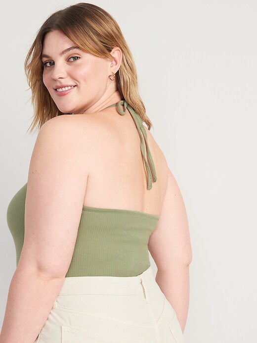 Image number 8 showing, Fitted Halter Rib-Knit Tank Top
