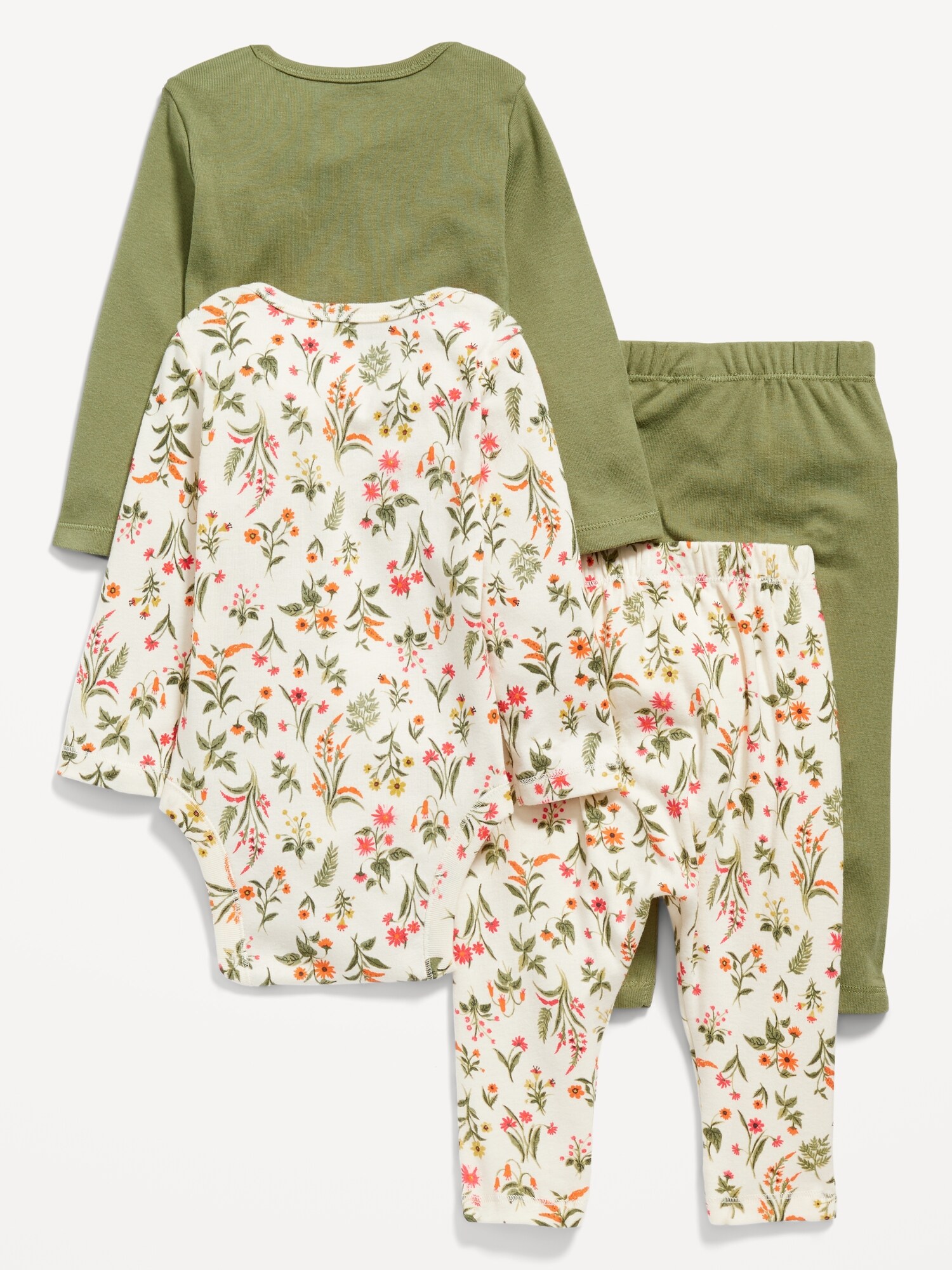 Unisex LongSleeve Bodysuits & Knit Pants 4Piece Set for Baby Old Navy