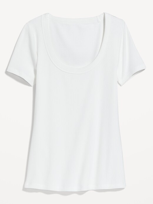 Image number 4 showing, Fitted Rib-Knit Scoop-Neck T-Shirt for Women
