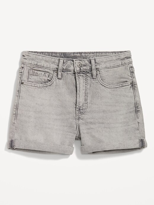 Old Navy High-Waisted OG Straight Cuffed Gray Jean Shorts for Women -- 3-inch inseam. 1