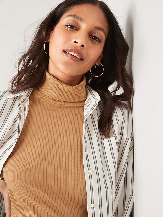 Image number 3 showing, Rib-Knit Turtleneck Top for Women