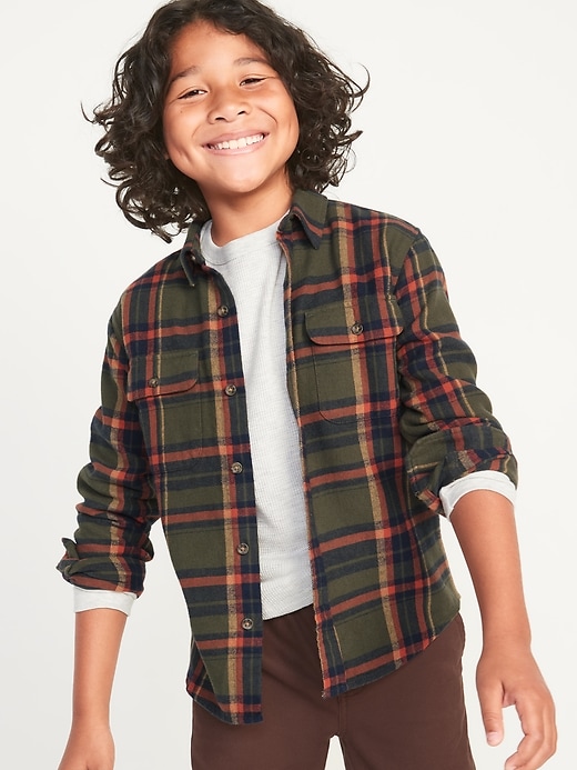 Old Navy - Plaid Flannel Utility Pocket Shirt for Boys