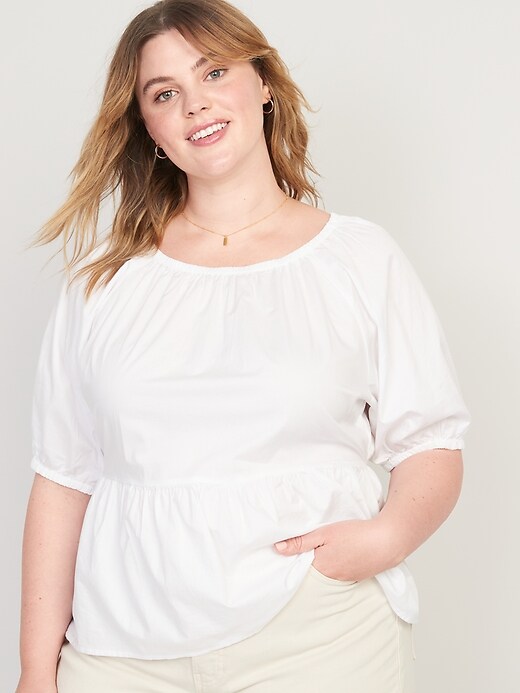 Puff-Sleeve Cutout Babydoll Swing Blouse for Women | Old Navy