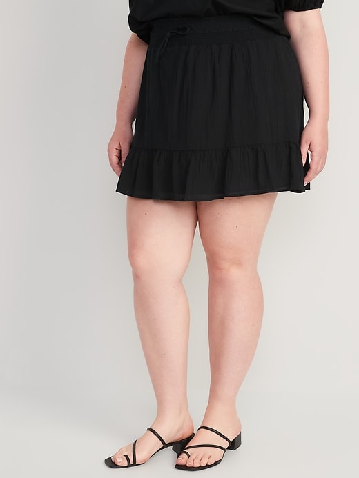 Image number 7 showing, High-Waisted Smocked Tiered Crinkled Mini Skirt