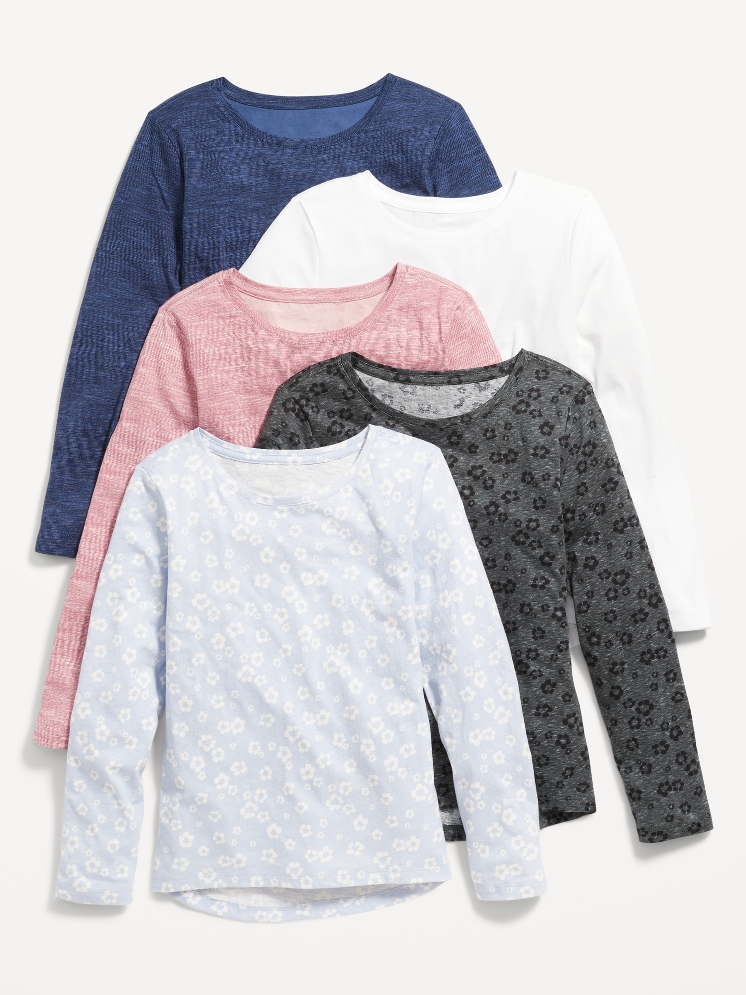 Old Navy Softest Long-Sleeve T-Shirt 5-Pack for Girls pink. 1