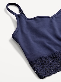 View large product image 3 of 8. Supima® Cotton-Blend Lace-Trim Cami Bra
