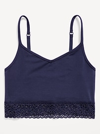 View large product image 4 of 8. Supima® Cotton-Blend Lace-Trim Cami Bra