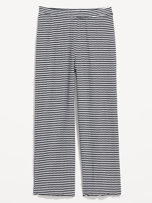 Image number 4 showing, High-Waisted Striped Cropped Pointelle-Knit Pajama Pants