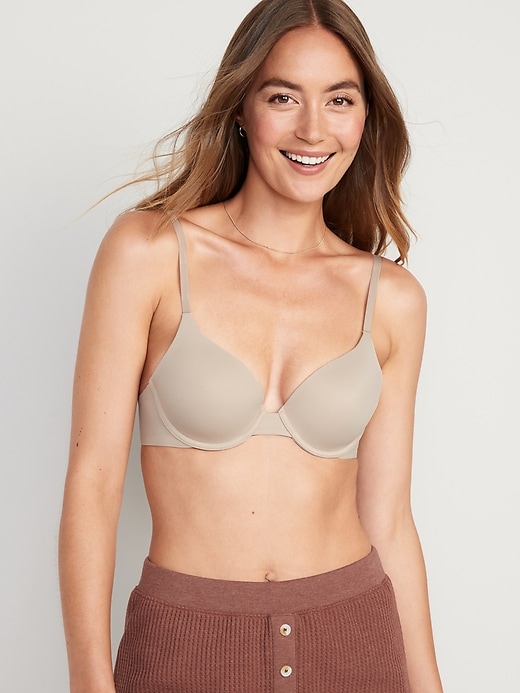  Victorias Secret Cotton Perfect Coverage T Shirt Bra,  Lightly Lined, Full Coverage, Smoothing, Bras For Women, Beige