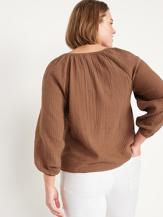 Image number 6 showing, Shirred Double-Weave Blouse