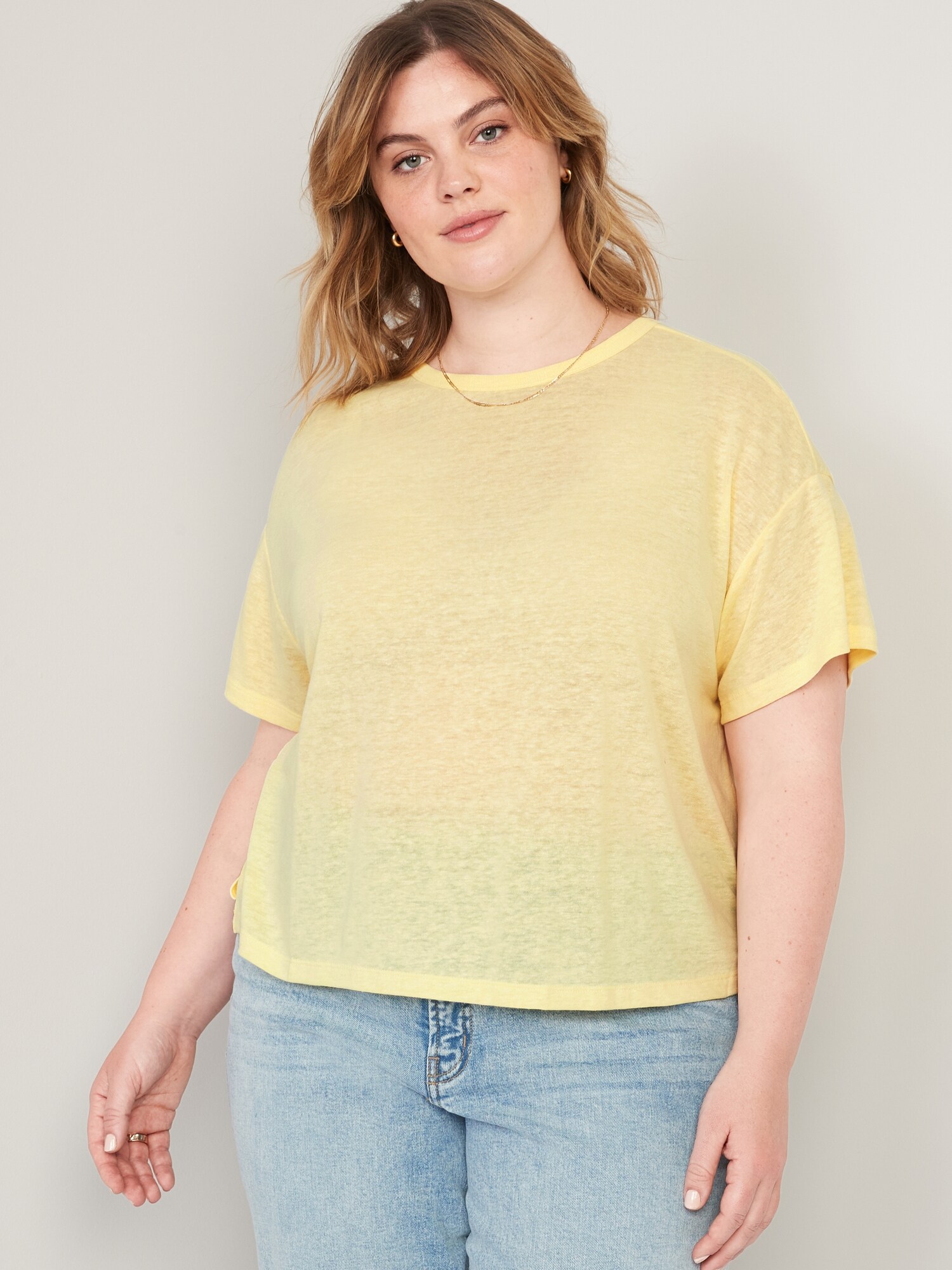 ElbowSleeve Oversized LinenBlend TShirt Old Navy