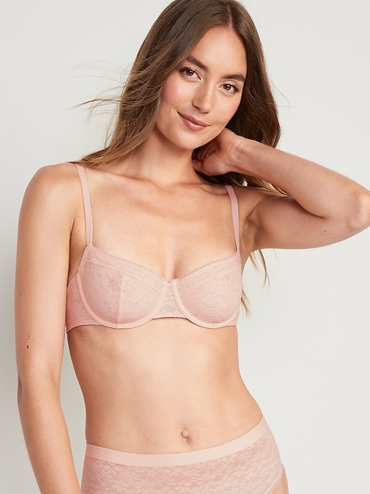 View large product image 1 of 7. Mesh Underwire Balconette Bra