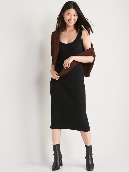 Image number 3 showing, Fitted Rib-Knit Midi Tank Sweater Dress