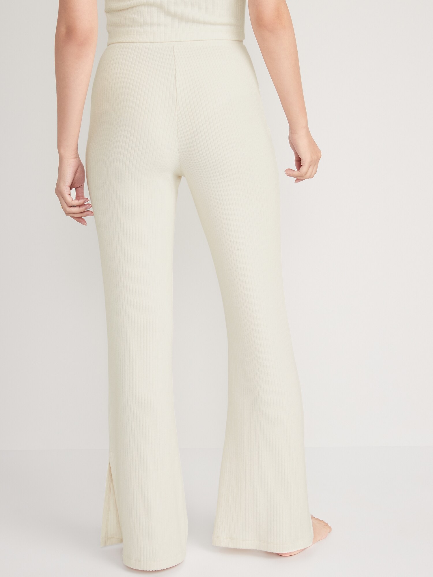 High-Waisted Rib-Knit Split Flare Lounge Pants for Women | Old Navy