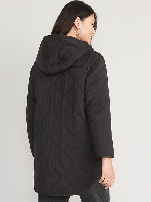Image number 2 showing, Hooded Quilted Utility Coat for Women