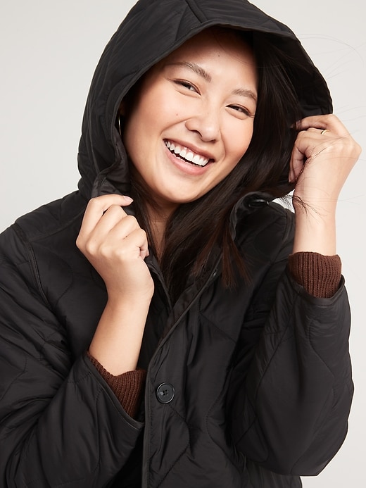 Image number 3 showing, Hooded Quilted Utility Coat for Women