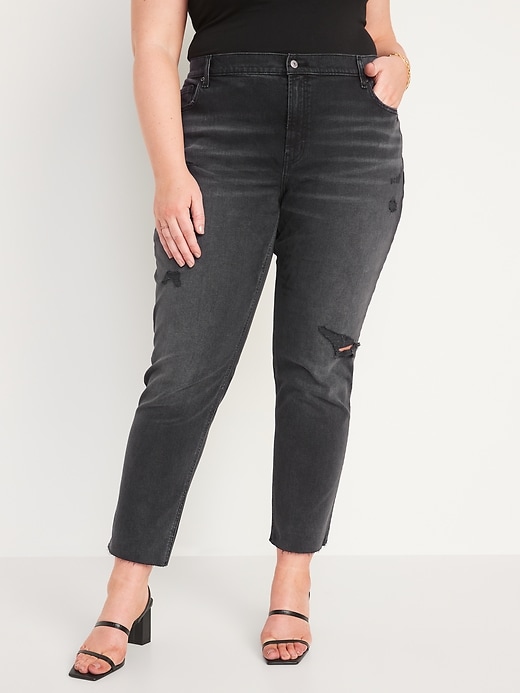 Image number 7 showing, Low-Rise Boyfriend Straight Ripped Black Jeans for Women
