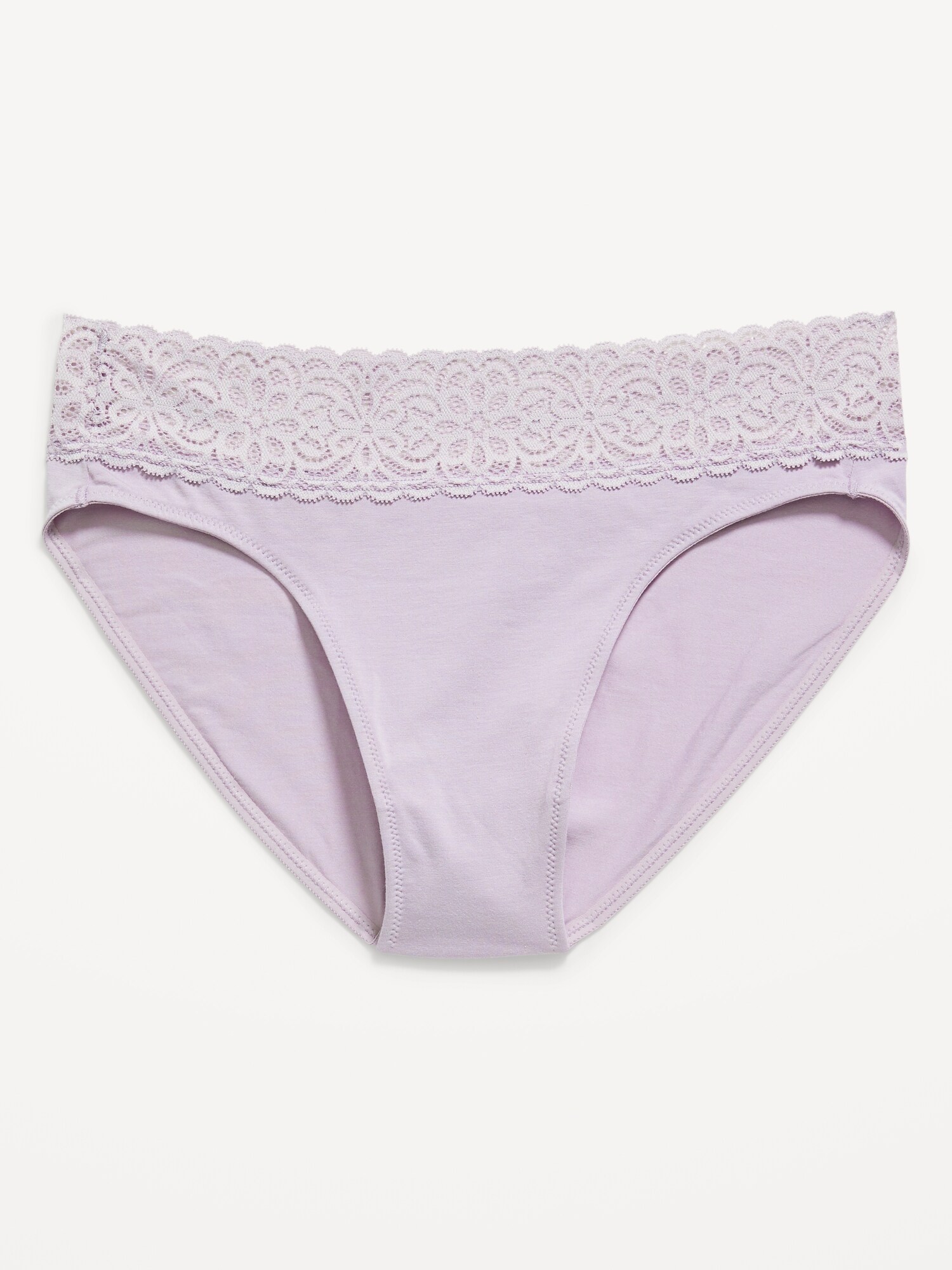 Old Navy Mid-Rise Supima® Cotton-Blend Lace-Trimmed Bikini Underwear for Women purple. 1