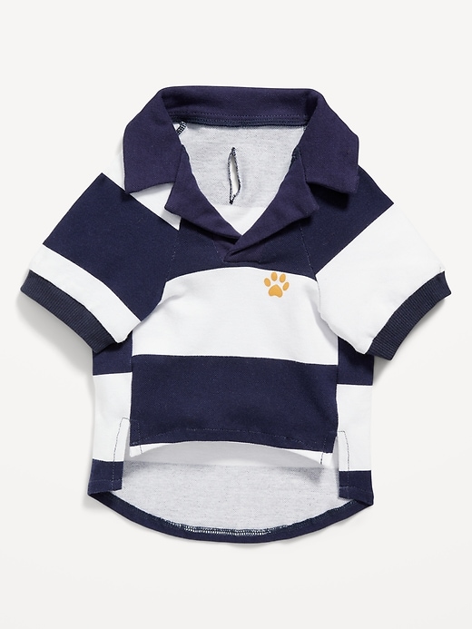 View large product image 2 of 2. Striped Jersey-Knit Polo Shirt for Pets