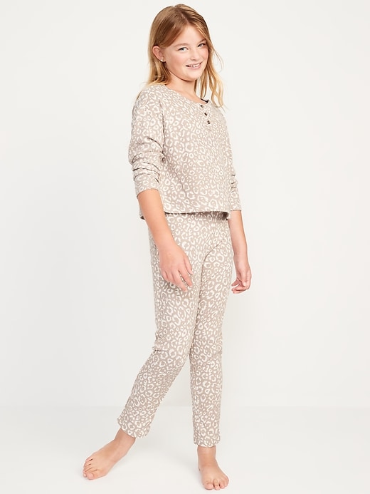 View large product image 1 of 3. Long-Sleeve Thermal-Knit Henley Pajama Set for Girls