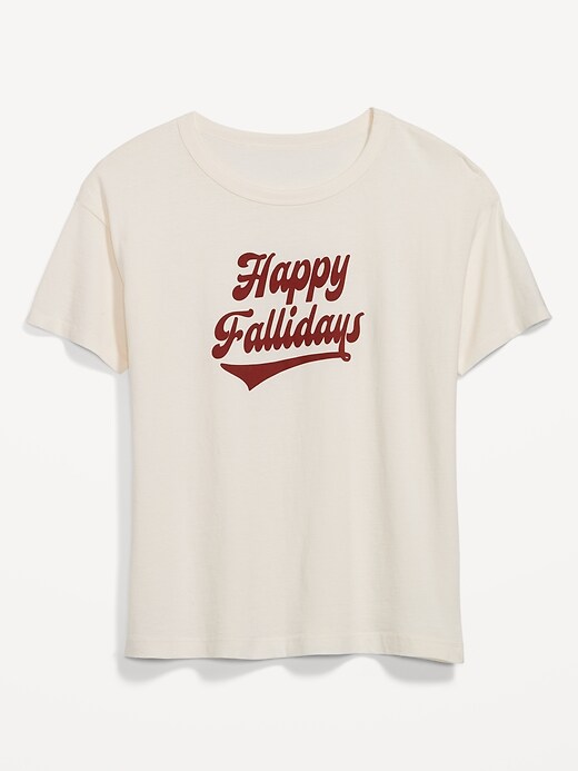 Image number 4 showing, "Happy Fallidays" Matching Graphic T-Shirt