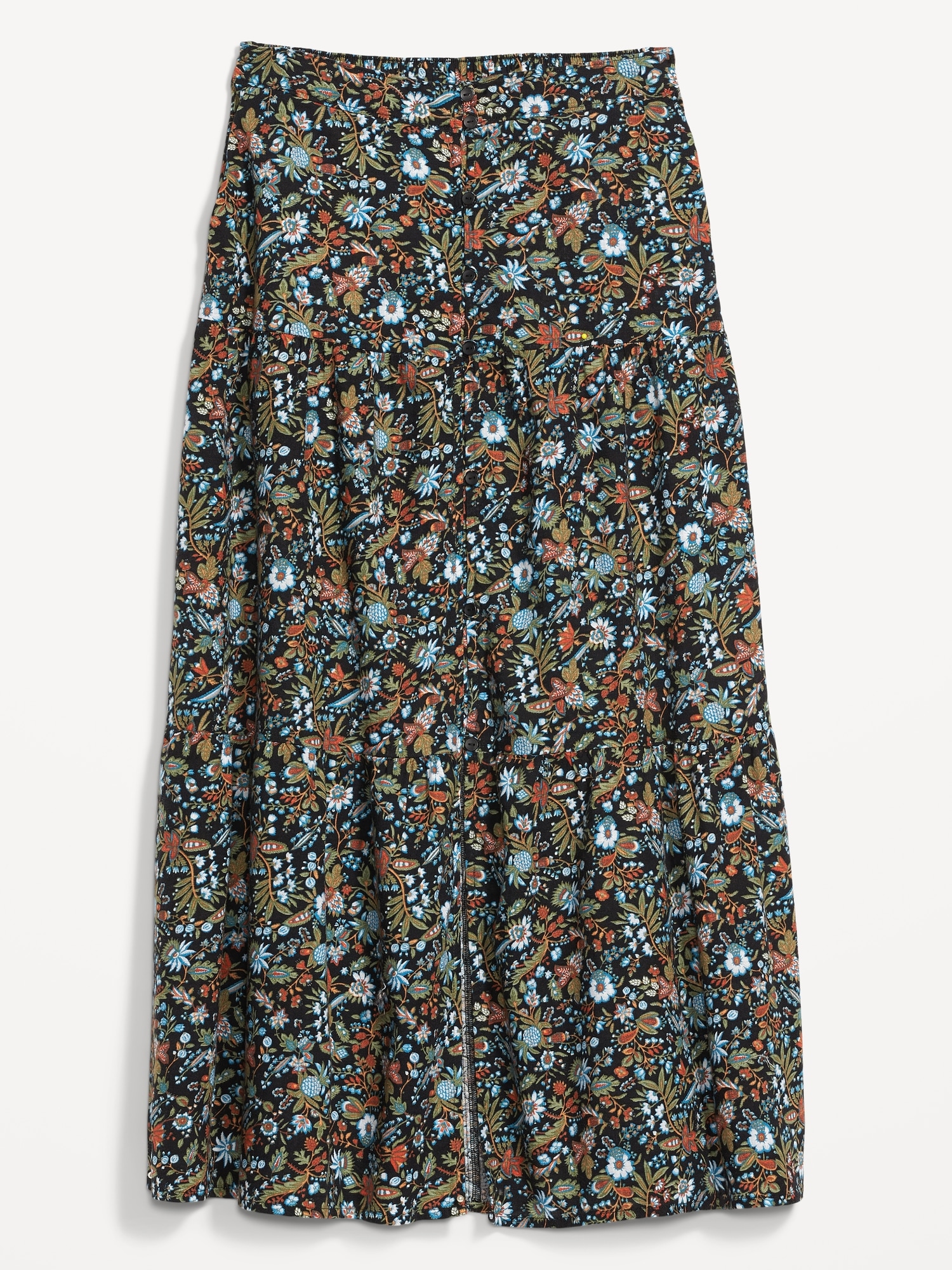 Floral-Print Tiered Button-Front Maxi Skirt for Women | Old Navy