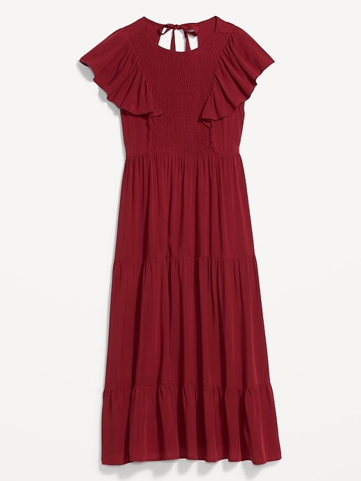 Image number 4 showing, Fit & Flare Flutter-Sleeve Tiered Smocked Midi Dress