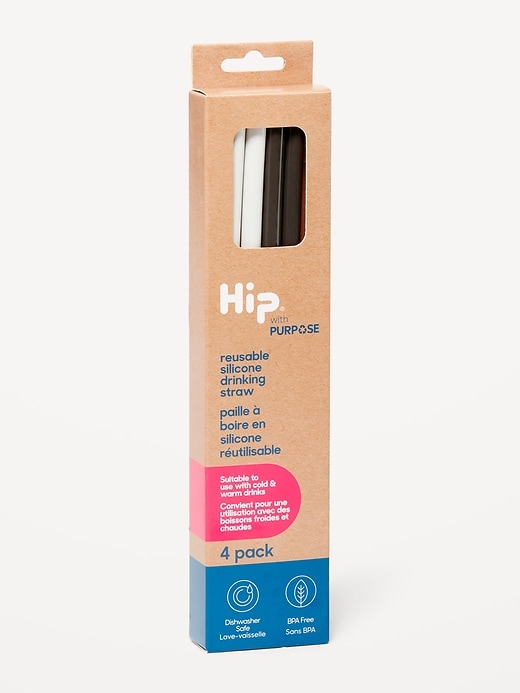 Old Navy Hip&#174 Reusable Silicone Drinking Straws 4-Pack. 1