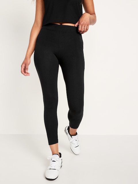 High-Waisted Fashion Layering 7/8 Legging - Black Jack