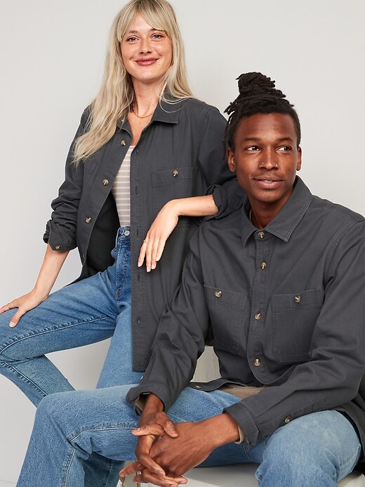 Image number 1 showing, Oversized Cotton-Twill Gender-Neutral Overshirt for Adults