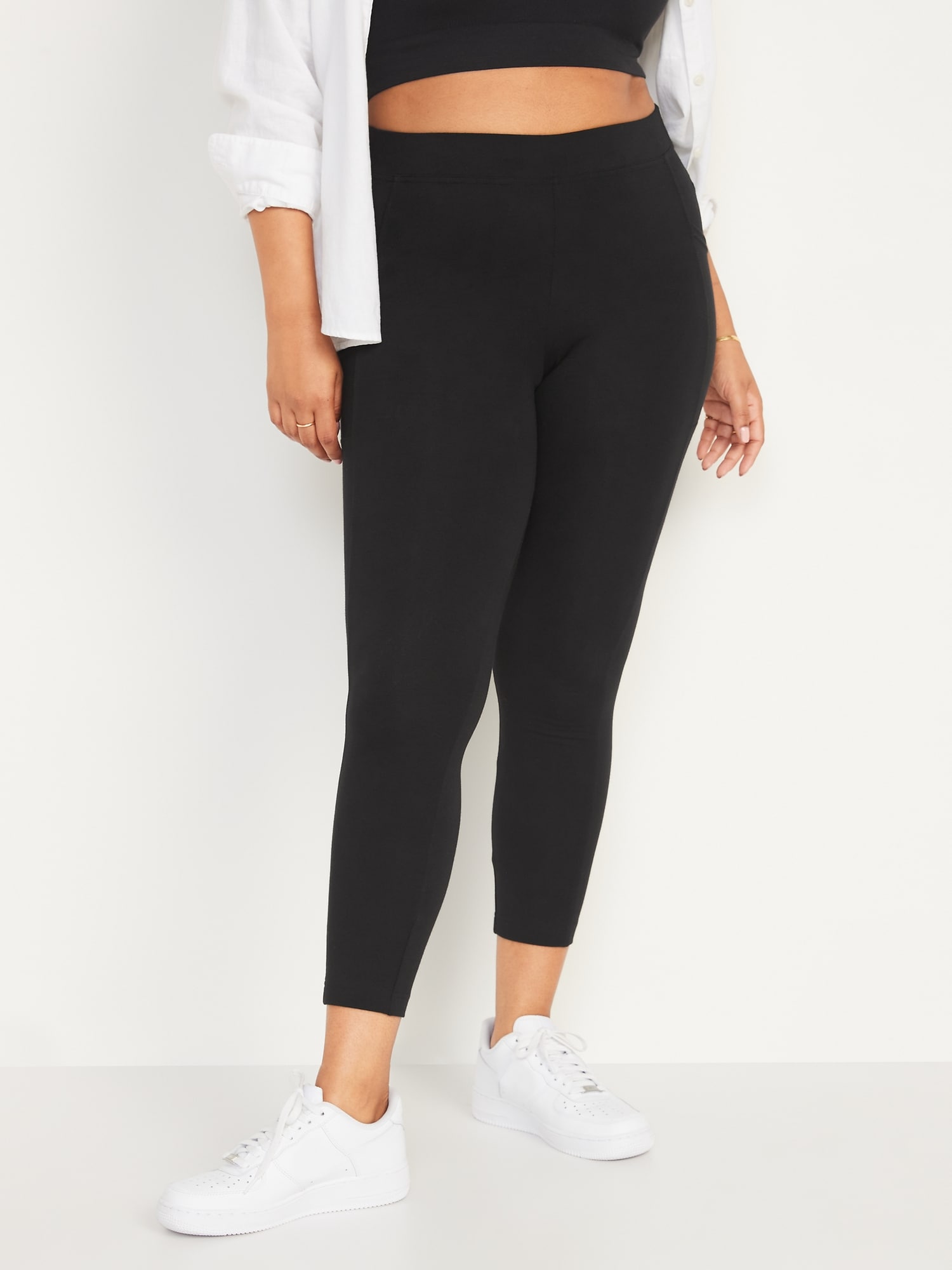 Leggings Depot High Waist Solid Athletic Pants for Women Pocket Yoga Pants  - Reg(S,M,L,XL), Plus Size(1X,2X,3X), Black, Small