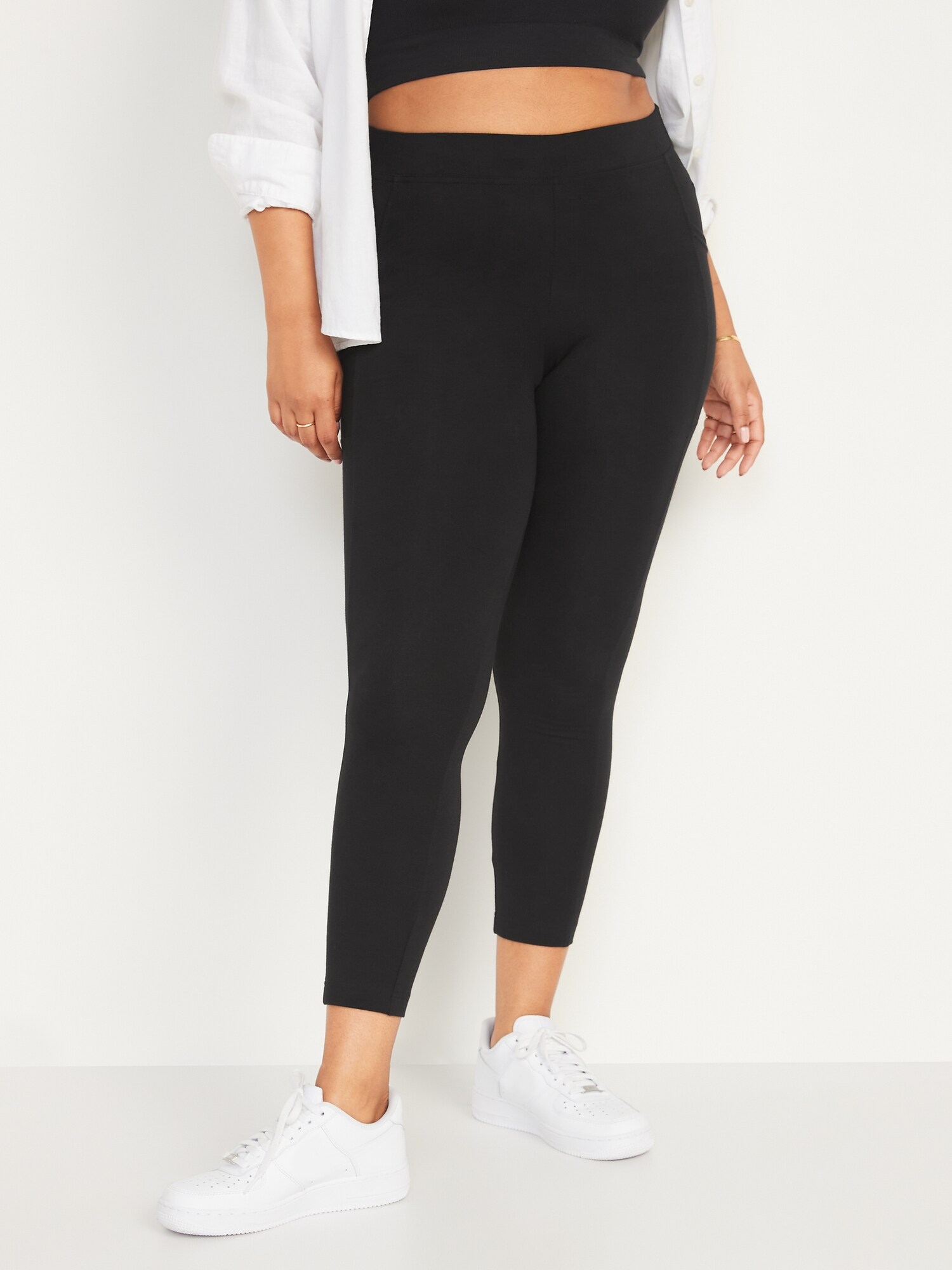 Женские леггинсы Old Navy High-Waisted Fashion Layering 7/8 Legging, цвет: Чёрный — фото 5