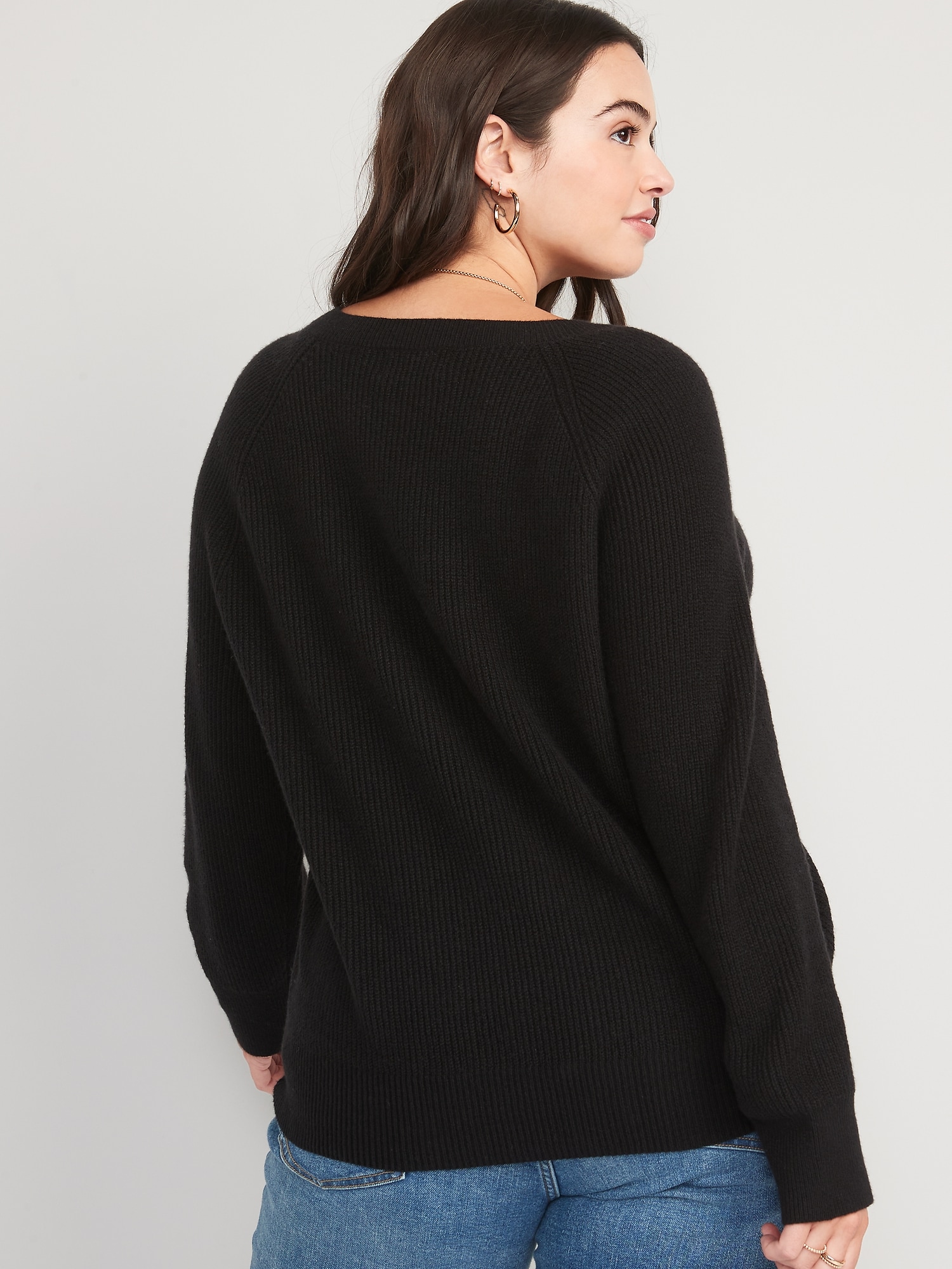 V-Neck Shaker-Stitch Cocoon Sweater for Women | Old Navy