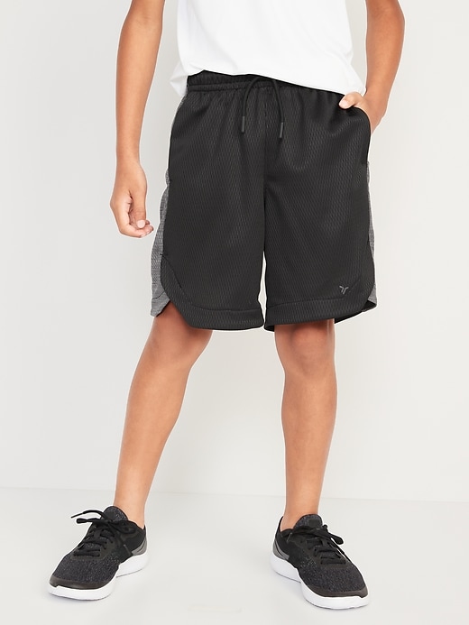 View large product image 1 of 4. Two-Tone Mesh Basketball Shorts for Boys (At Knee)
