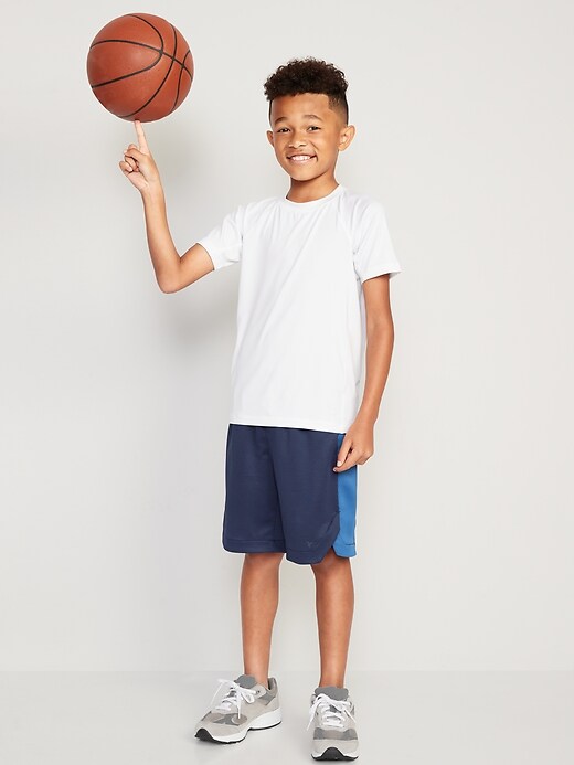 Two-Tone Mesh Basketball Shorts for Boys (At Knee)