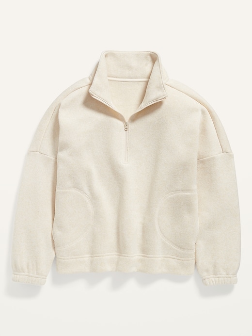 View large product image 1 of 3. Oversized Mock-Neck Sweater-Fleece 1/2-Zip Pullover for Girls