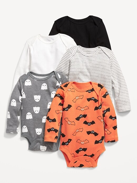 View large product image 1 of 2. Unisex Long-Sleeve Bodysuit 5-Pack for Baby