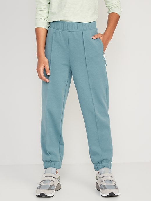High-Waisted Dynamic Fleece Zip-Pocket Wide-Leg Sweatpants for Girls