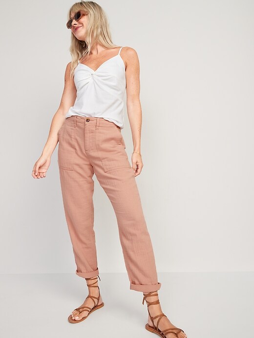 Image number 3 showing, High-Waisted Slouchy Cropped Tapered Workwear Pants