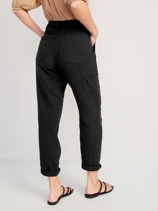 Image number 2 showing, High-Waisted Slouchy Cropped Tapered Workwear Pants for Women