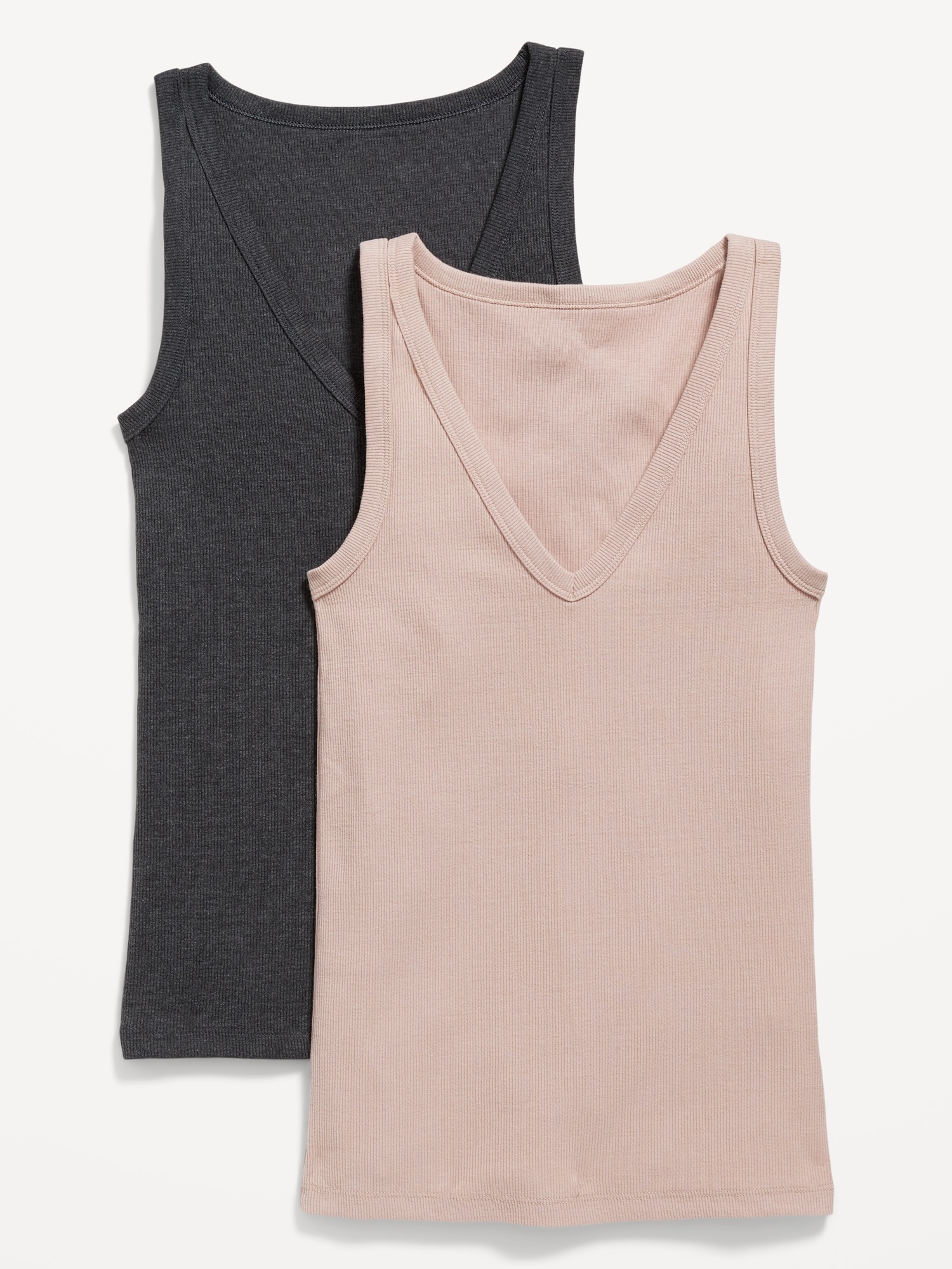 Old Navy Fitted Rib-Knit V-Neck First Layer Tank Top 2-Pack for Women